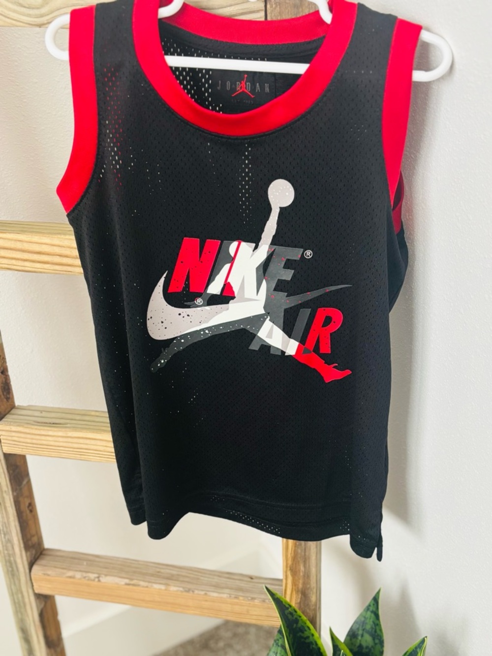 Nike Air Jordan Black & Red Basketball Jersey Top